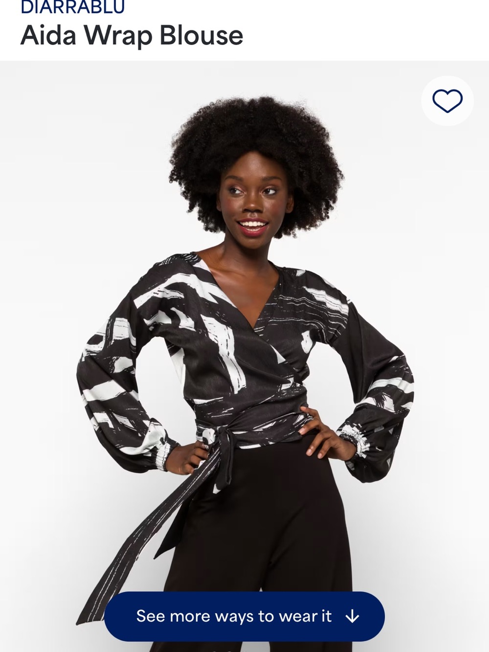 Diarrablu Black & White Abstract Wrap Blouse